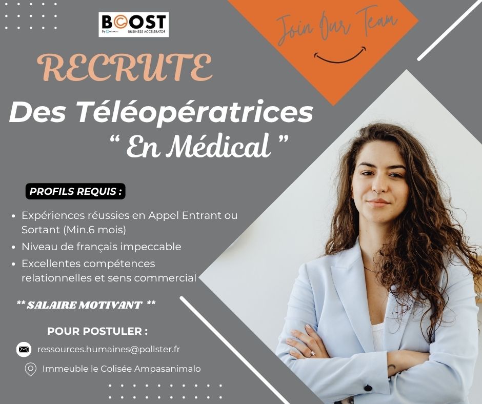 Recrutement pour le poste de Téléopératrices dans le secteur Médical